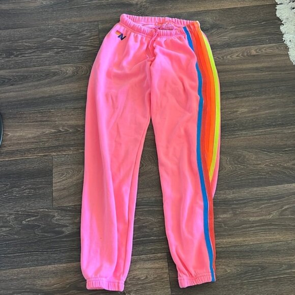 5 Stripe Sweatpant in Pink & Neon Rainbow,All Products : American Fashion Style Bags On Sale
